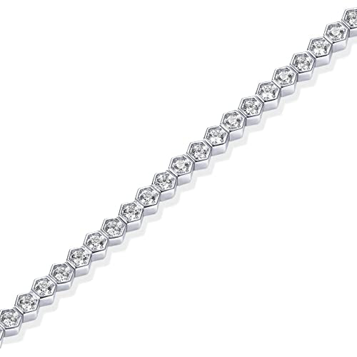 PAVOI 14K Gold Plated 2mm Cubic Zirconia Honeycomb Tennis Bracelet | Gold Bracelet for Women - color: White Gold, size: 7.5 Inches