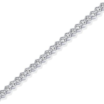 PAVOI 14K Gold Plated 2mm Cubic Zirconia Honeycomb Tennis Bracelet | Gold Bracelet for Women - color: White Gold, size: 7.5 Inches
