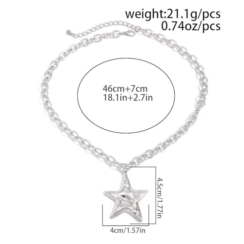 Big Star Necklace Chunky Necklace for Women Boho Thick Chain Statement Necklace Trendy Large Star Pendant Necklace Bold Vintage Chunky Jewelry - style: Style S