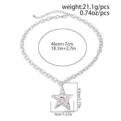 Big Star Necklace Chunky Necklace for Women Boho Thick Chain Statement Necklace Trendy Large Star Pendant Necklace Bold Vintage Chunky Jewelry - style: Style S