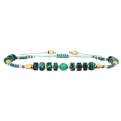KELITCH Crystal Agate Friendship Bracelet Handmade Seed Beads Adjustable Bracelets for Women - color: Green