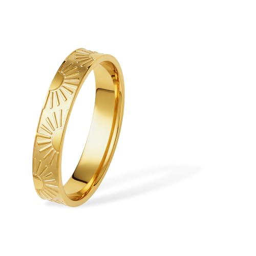 Sunshine Engraved Rings for Women Men,18k Gold Plated Stacking Ring | 18k Gold Plated Titanium Stacking Rings,'You Are My Sunshine' Statement Bands - color: Gold-4mm