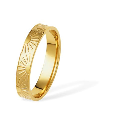 Sunshine Engraved Rings for Women Men,18k Gold Plated Stacking Ring | 18k Gold Plated Titanium Stacking Rings,'You Are My Sunshine' Statement Bands - color: Gold-4mm