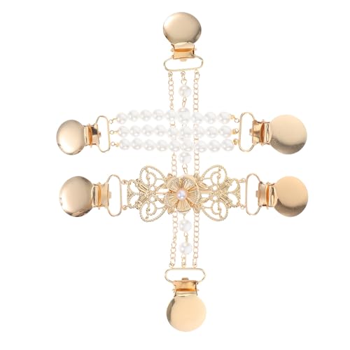 GALPADA 3pcs Vintage Sweater Clips with Faux Pearl and Alloy Material, Versatile Usage and Firm Hold, Elegant Scarf Chain Clips for Women, for Formal and Casual Occasions