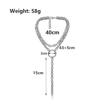 FUTIMELY Layered Chunky Y Necklace,Minimalist Plated Gold Geometric Thick Chain Lariat Necklace,Charming Adjustable Hip Hop Collarbone Necklace for Women - color: Silver