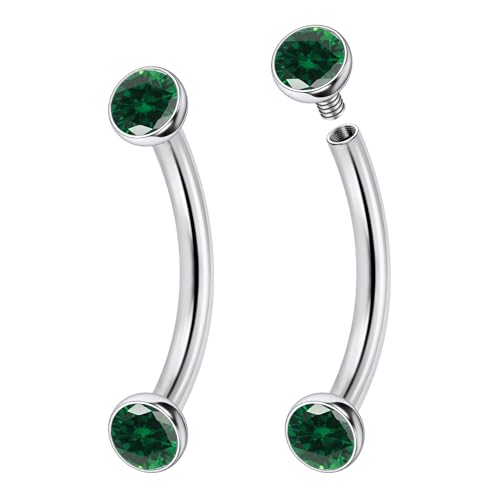 Jenxnjsjo F136 Titanium 16g 6mm Eyebrow Rook Snug Vertical Labret Lip VCH Snake Eyes Anti Tragus Christina Daith Earrings Ring Bridge Hood Surface Curved Barbell Piercing Jewelry for Women Men