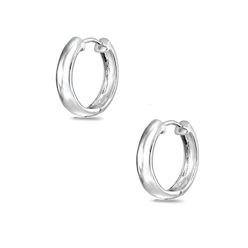 Sterling Silver 16mm Oval Small Hinged Huggie Hoop Earrings, Choose an Option - color: 3x16mm - Silver