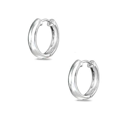 Sterling Silver 16mm Oval Small Hinged Huggie Hoop Earrings, Choose an Option - color: 3x16mm - Silver