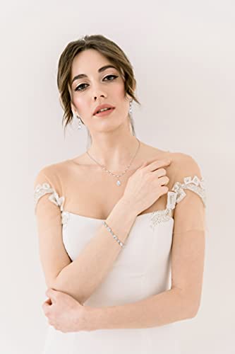 SWEETV Bridal Wedding Jewelry Set for Brides,Teardrop Bridesmaids Jewelry Set - color: 01.Silver