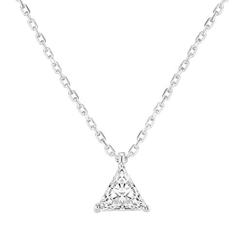 PAVOI 14K Gold Plated Cubic Zirconia Diamond Pendant Necklace for Women | Adjustable Slider - style: Triangle
