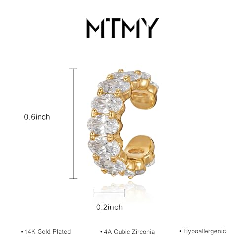 Ear Cuffs Non Piercing for Women 14K Gold Plated Ear Cuff Earrings Colorful Cubic Zirconia Paved Trendy Cartilage Earring Jewelry | Single - color: Gold