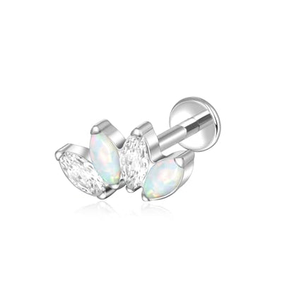Lantine G23 Titanium Helix Piercing Jewelry Opal 16g Flat Back Stud Earrings Climber Labret Cartilage Tragus Daith Piercing Jewelry - color: Opal+Cz, size: 16g 8mm