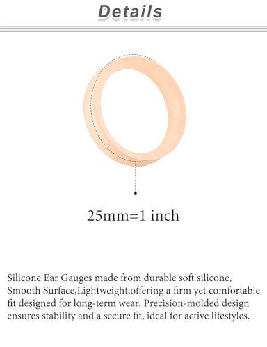 10G-25mm Flesh Skin Solid Soft Silicone Gauges Plugs for Ears Saddle Double Flared Ear Gauges Flesh Stretching Kit Expander Hide Tunnels Plugs Piercing Jewelry for Women Men - color: 25mm=1 inch