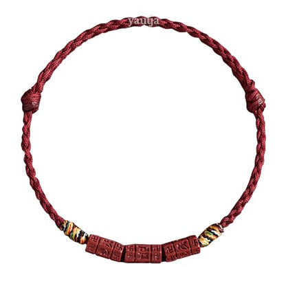 Yautja Tibetan Buddhist Red Buddha Spiritual Protection Red String Bracelet | Meditation Prayer Jewelry for Good Luck Health Wealth, Cinnabar Beads Exorcism Bracelet with Amulet Card, Handmade Adjustable - color: winered