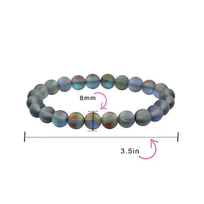 Bling Jewelry Genuine 8MM Gemstone Ball Bead Stretch Bracelet Stackable (3 Set) - color: Created Blue Moonstone