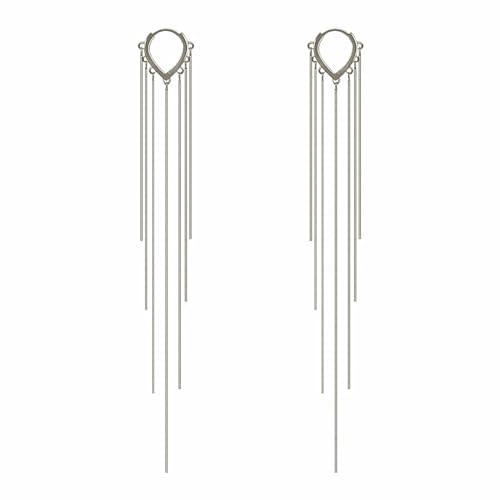 ASOQOLA Long Tassel Dangle Drop Earrings for Woman Tassel Dangling Earrings 925 Silver Chandelie dangling earring for Prom Fashion Jewelry - color: D Silver