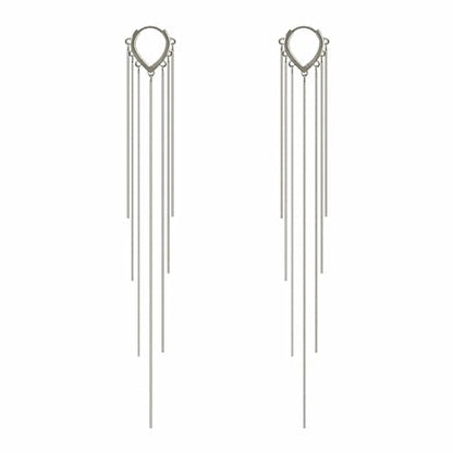 ASOQOLA Long Tassel Dangle Drop Earrings for Woman Tassel Dangling Earrings 925 Silver Chandelie dangling earring for Prom Fashion Jewelry - color: D Silver