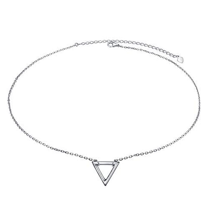 Ladytree S925 Sterling Silver Dainty Simple Choker Necklace,Rolo Chain,Adjustable 13 inches to 16 inches - style: 07_Triangle Choker