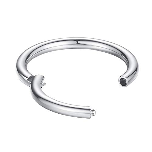 ORANGELOVE Hypoallergenic Nose Rings 20G 18G 16G 14G 12G 10G 8G 316l Surgical Steel Septum Jewelry Hinged Segment Ring Body Piercing Nose Hoop Lip Rings Nose Helix Cartilage Rook Earrings - color: Silver, size: 1pc 12 Gauge 10mm