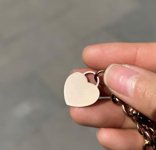 WangGao Elegent Love Stainless Steel Link Chain Blank Heart Charms Necklace for Women Toggle Clasp Closure - color: Rose Gold, size: 23.5inches
