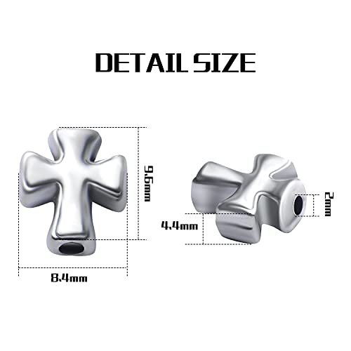50pcs Antique Silver Cross Spacer Beads Tibetan Alloy Crucifix Cross Charm Beads for DIY Jewelry Bracelet Making,9.6mm×8.4mm