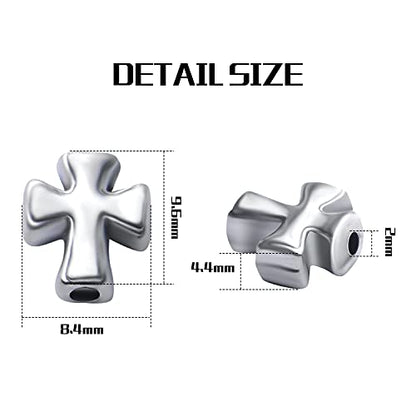 50pcs Antique Silver Cross Spacer Beads Tibetan Alloy Crucifix Cross Charm Beads for DIY Jewelry Bracelet Making,9.6mm×8.4mm