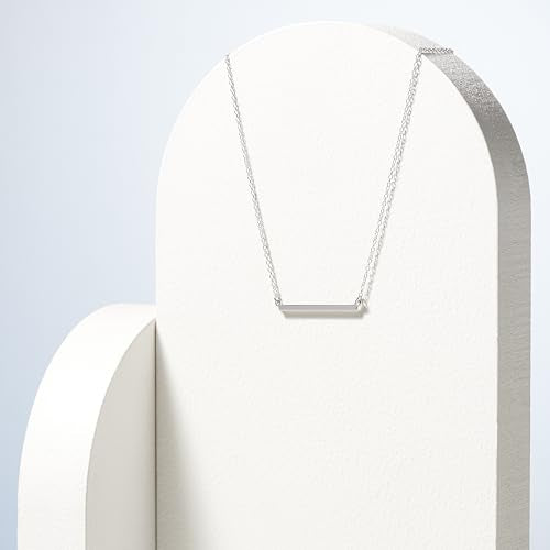 Amazon Essentials Women's Sterling Silver Horizontal Bar Necklace, 18"