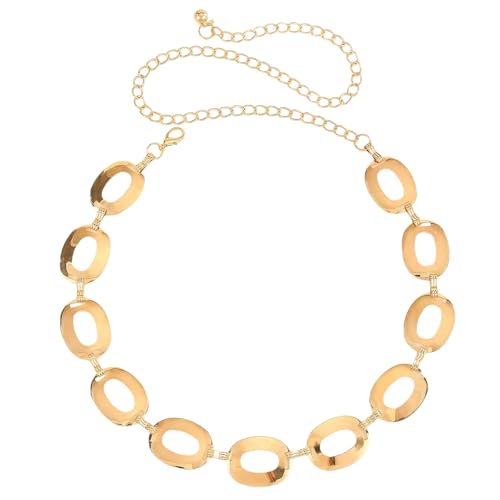 Circle Chain Belt Silver Waist Chain Women Waist Jewelry Body Chain Metal Chunky Chain Belts for Dress - color: 43inch-Gold