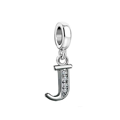 LSxAB Sparkling Initial Letter Charm Compatible with Pandora Charms Bracelets for Women A-Z Pendant Jewelry - style: J