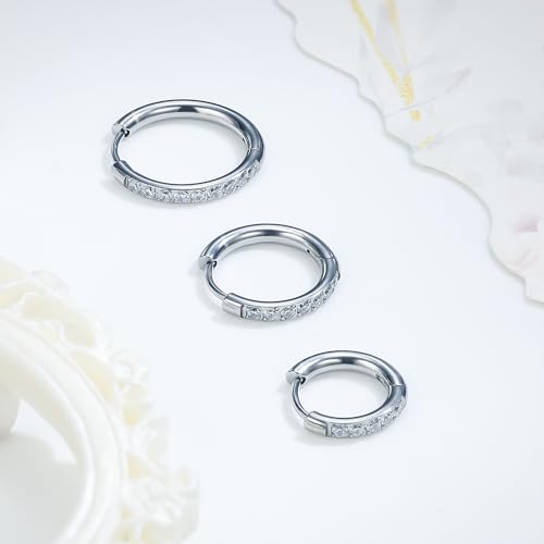 ASTM F136 Titanium Hoop Earrings for Women Small Huggie Hoop Earrings Hypoallergenic Helix Conch Cartilage Hoops Cubic Zirconia Cuff Earring Piercing Jewelry For Women Sensitive Ears 20G 18G - size: 20G - Inner Dia.:12mm