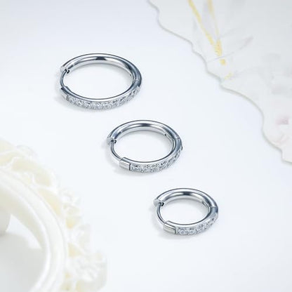 ASTM F136 Titanium Hoop Earrings for Women Small Huggie Hoop Earrings Hypoallergenic Helix Conch Cartilage Hoops Cubic Zirconia Cuff Earring Piercing Jewelry For Women Sensitive Ears 20G 18G - size: 20G - Inner Dia.:12mm