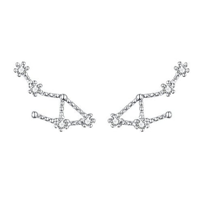 925 Sterling Silver CZ Horoscope Zodiac 12 Constellation Astrology Ear Crawler Post Earrings Gift for Mom Women Mothers Day/Valentines Day/Birthday/Christmas/Anniversary - style: Libra (Sep 23 - Oct 22)