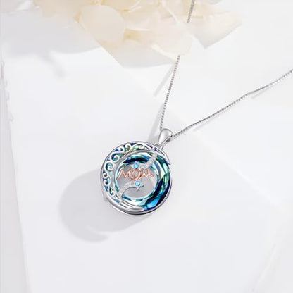 925 Sterling Silver Necklace Gifts for Women Crystal/Opal Jewelry Pendant Christmas Birthday Gift - style: Crytal-Mom