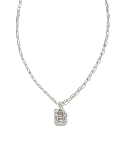 Kendra Scott Crystal Letter Short Pendant Necklace, Fashion Jewelry for Women - color: Letter B (RHODIUM-PLATED)
