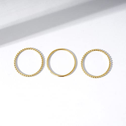Amazon Essentials 14K Gold or Rhodium Plated Sterling Silver Stacking Ring Set of 3 - color: Yellow Gold, size: 5