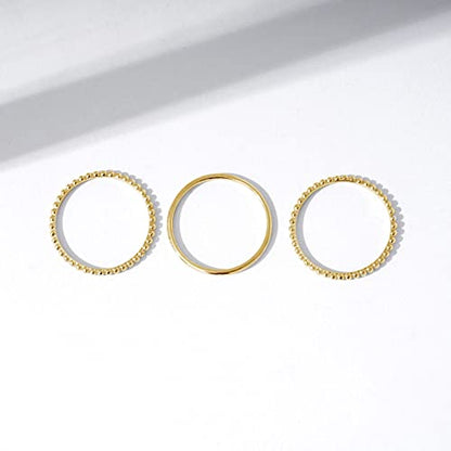 Amazon Essentials 14K Gold or Rhodium Plated Sterling Silver Stacking Ring Set of 3 - color: Yellow Gold, size: 7