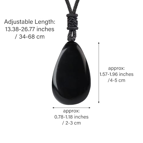 Anjiucc Natural Gemstone Tree of Life Black Obsidian/Golden Obsidian Pendant Necklace for Male and Female Necklace - color: Black obsidian 2