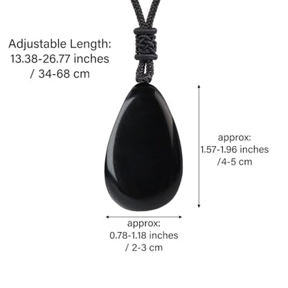 Anjiucc Natural Gemstone Tree of Life Black Obsidian/Golden Obsidian Pendant Necklace for Male and Female Necklace - color: Black obsidian 2