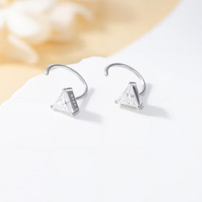 925 Sterling Silver Moissanite Huggie Half Hoop Earrings for Women - style: style 3