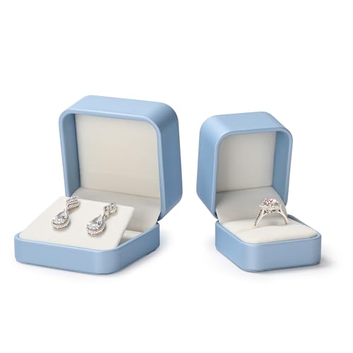 Oirlv Luxury Leather Earring Case Jewelry Box For Earrings Premium Jewelry Box Luxury Gift Case(Sky Blue) - color: Sky Blue, size: Earring Box
