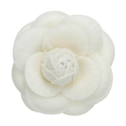 PATIKIL Camellia Flower Brooches, Vintage Fabric Flower Brooches Handmade Floral Pins for Women Hat Dress Shirt Tie Corsage - color: Cream