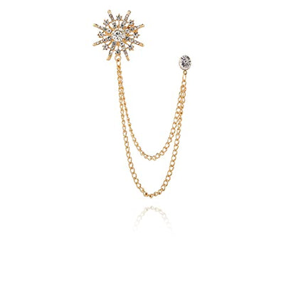 Collar Chain Pin for Men and Women - Hanging Tassel Brooch Lapel Pin for Business Suits - Bar Pin With Long Chain - Gifts - color: E: gold