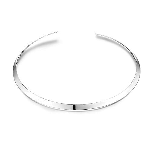 Women's Statement Choker Necklace Exquisite Round Collar Necklace Jewelry In High Polished Round Thin Choker Necklace Jewelry - color: Silver Open