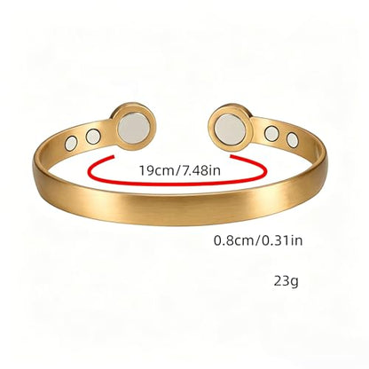 Calming Bracelet Ring Set for Women, Menopause Bracelets Adjustable Bangle Stainless Steel Cuff Climacterium Anxiety Stress Relief Energy Open Jewelry Gift - color: Gold PRO + Gold