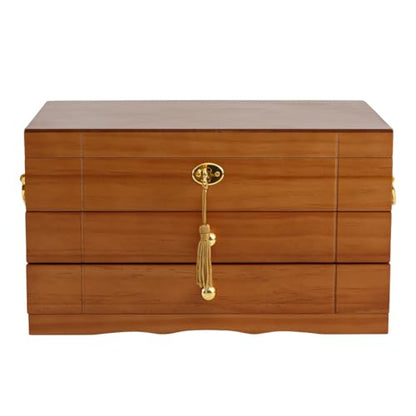 FEECOZ Wooden Jewelry Box Organizer with 2 Drawers, Lock and Key, Multiple Compartments for Rings, Necklaces, Bracelets, Jewelry Boxes for Women