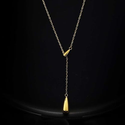 Lariat Gold Necklace for Women, Dainty Long Necklace Gold/Silver Plated Y-Shaped Pendant Necklace, Trendy Drop Necklaces Simple Gold Jewelry Gifts For Women - style: Waterdrop-Gold