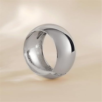 Extra Wide Chunky Bangle Bracelets for Women Dainty Minimalist Classic 14K Yellow Gold Plated Cuff Wrist Open Bangles Statement Unique Exaggerate High Polished Fashion Trendy Jewelry Gift - color: Silver