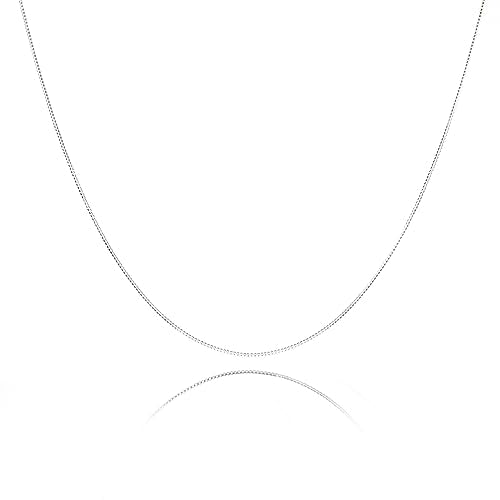 NAG.HC 925 Sterling Silver Chain 0.8MM Delicate Box Chain - Italian Necklace Chain - Tiny&Thin&Strong -Friendly Price & Quality 14"-30" - color: Silver, size: 24.00