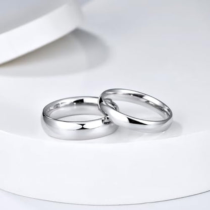 4mm 6mm Stainless Steel Rings Women Men High Polish Plain Dome Silver/Gold Wedding Band Comfort Fit - color: 6mm-Silver
