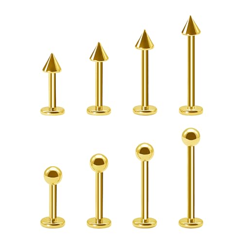BLISI G23 Solid Titanium Eyebrow Piercing Jewelry, Gold Black Rose Gold Silver Pink Rainbow Eyebrow Rings 16G Curved Barbell,Tiny Vertical Labret Lip Jewelry Rook Piercing Jewelry for Women and Men - color: Gold 3